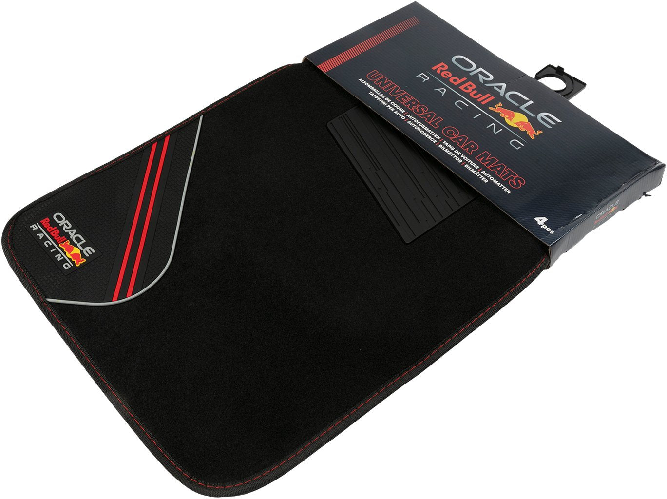 RED BULL Set Tappeti 4 Pz Racing in PVC e Moquette Nero/Rosso Auto Originale