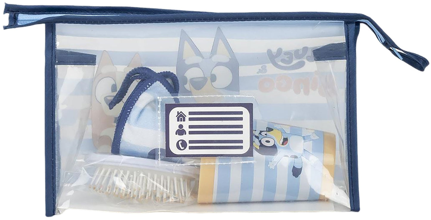 STOR Bluey & Bingo Set 3 Pz Asilo: Asciugamano, Spazzola e Bicchiere in Beauty