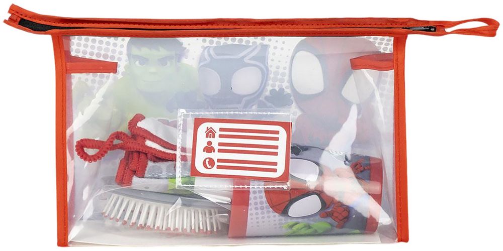 Marvel Spidey & Friends Set 3 Pz Asilo: Asciugamano, Spazzola e Bicchiere