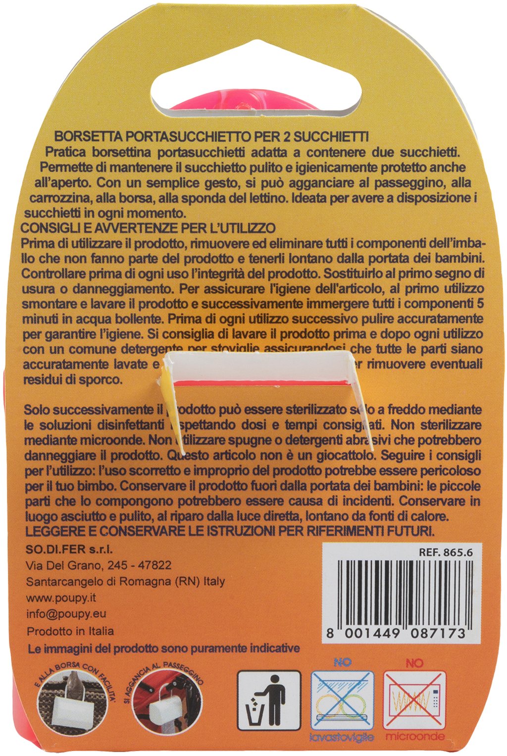 POUPY Borsetta Porta Succhietti 2 posti di per bambini pratica Originale