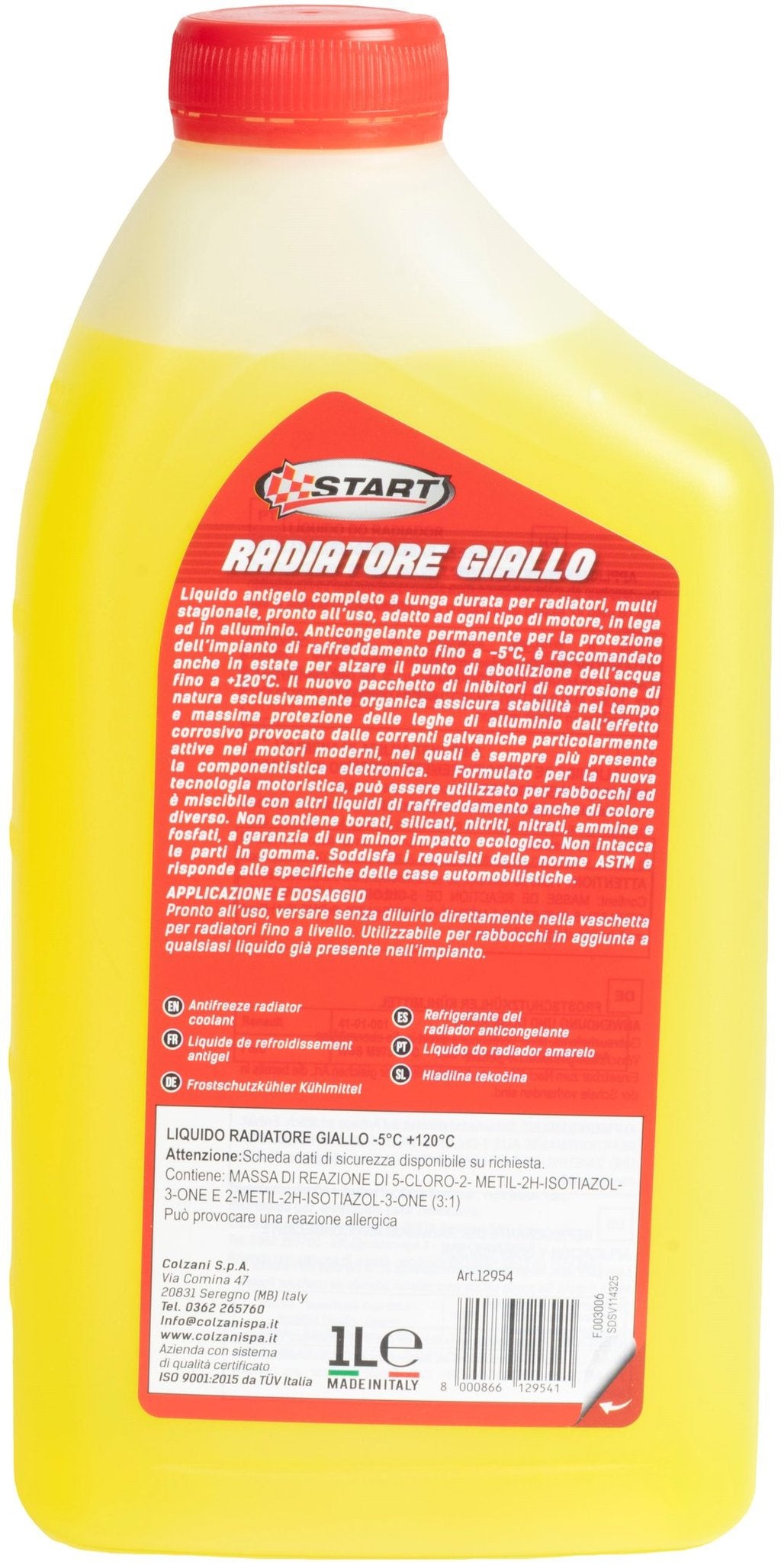 START Liquido Radiatore Giallo -5 C 1 Litro Antigelo Auto Pronto all'Uso