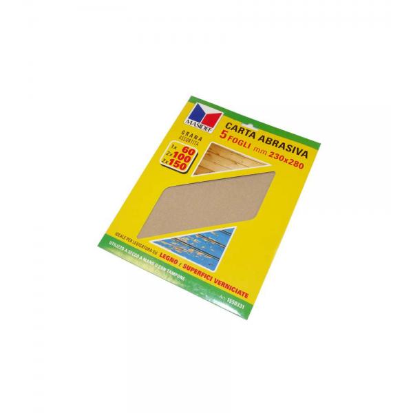 Fogli carta abrasiva per legno e superfici verniciate 5 pz.