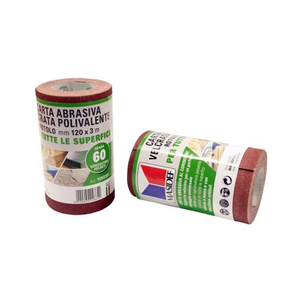 Rotolo carta abrasiva velcrata polivalente grana 60