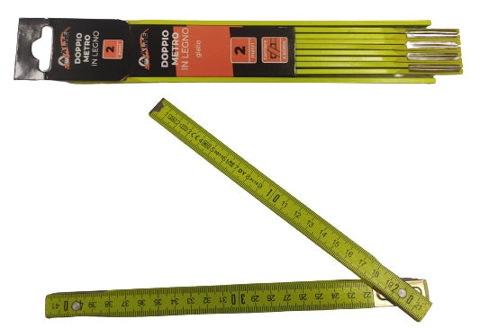 DOPPIOMETRO LEGNO CE GIALLO FLUO ALTE MT.2