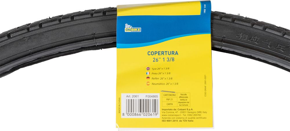Copertura nera per ruota bici donna copertone 26 pollici x 1 3/8