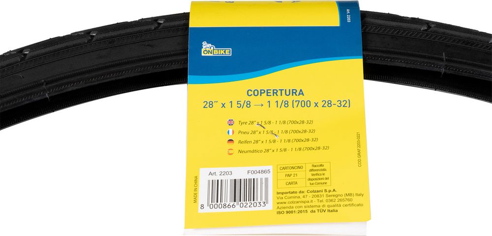 Copertura nera ruota bici adulto 28 pollici x 1 5/8-1 1/8 (700x28-32c)
