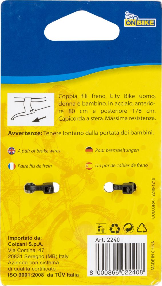 Coppia di fili per freno bici anteriore e posteriore in acciaio