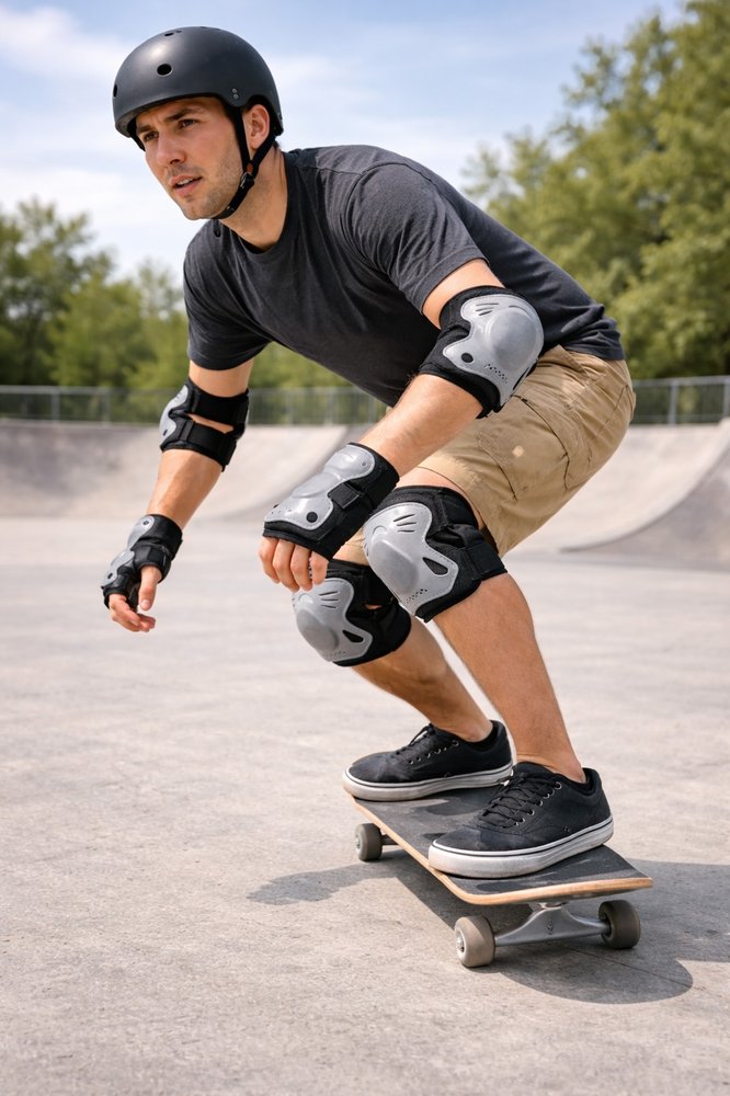 Tris Protezioni Skate E10 per Sicurezza e Comfort Sport su Ruote
