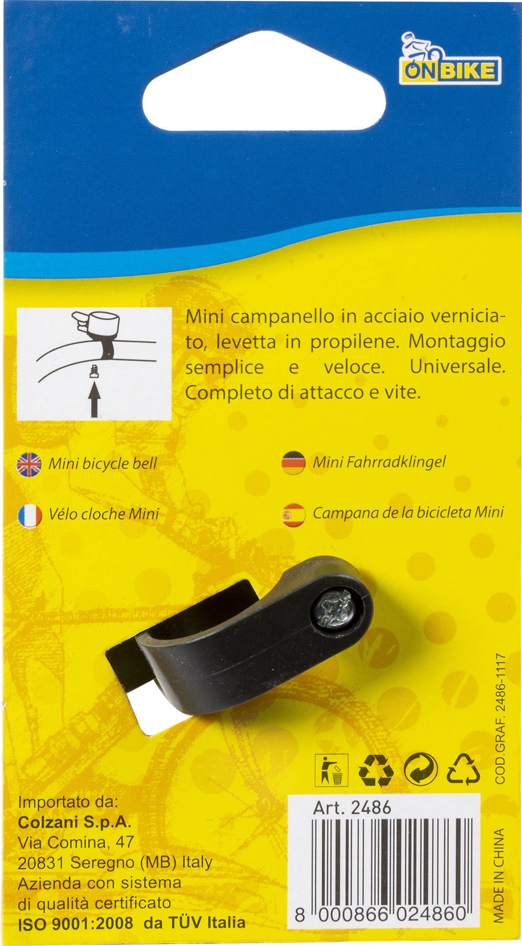 ON BIKE Mini campanello bici universale in acciaio con suono rap