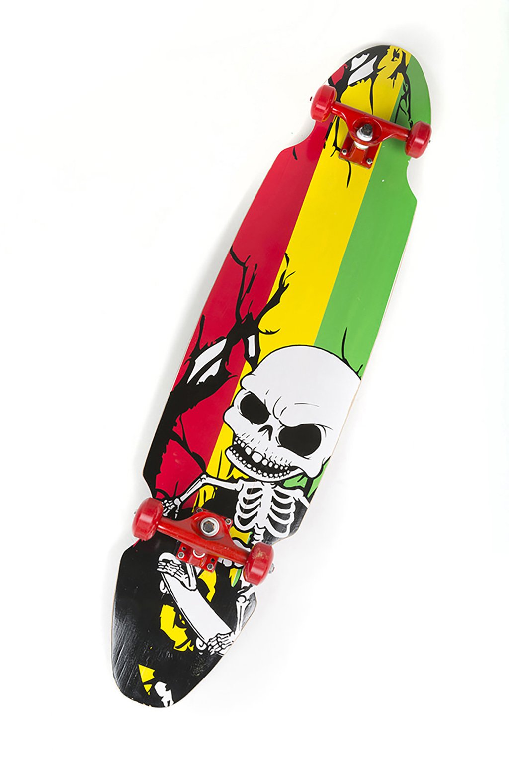BODYLINE Longboard Skull ? Tavola da Skate Resistente e Leggera con Grip