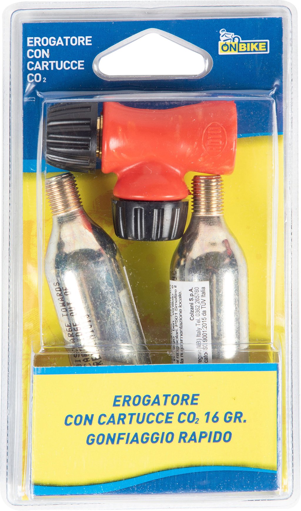 ON BIKE Erogatore Con Cartucce CO2 16 Gr Filettate Per Bicicletta Kit Auto