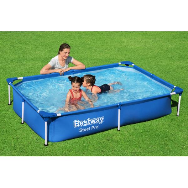 PISCINA RETT. BW STEEL PRO CM.221X150 H.43 56401