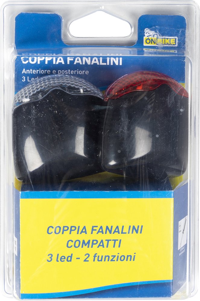ON BIKE Fanalini Bici 3 LED Set Sicurezza Anteriore Posteriore
