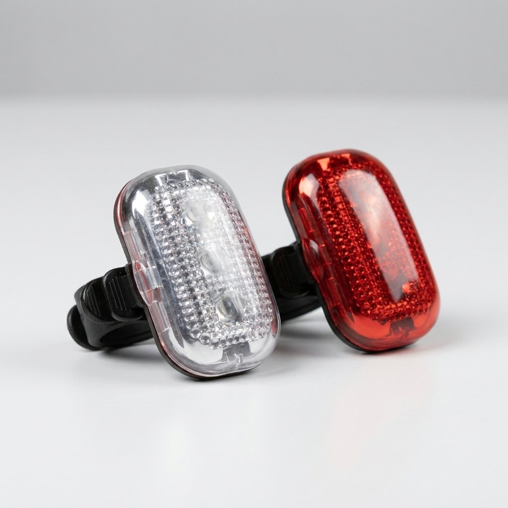 ON BIKE Coppia Fanalini Ovali Ant E Post 3 LED Fanali Bici Luce Anteriore