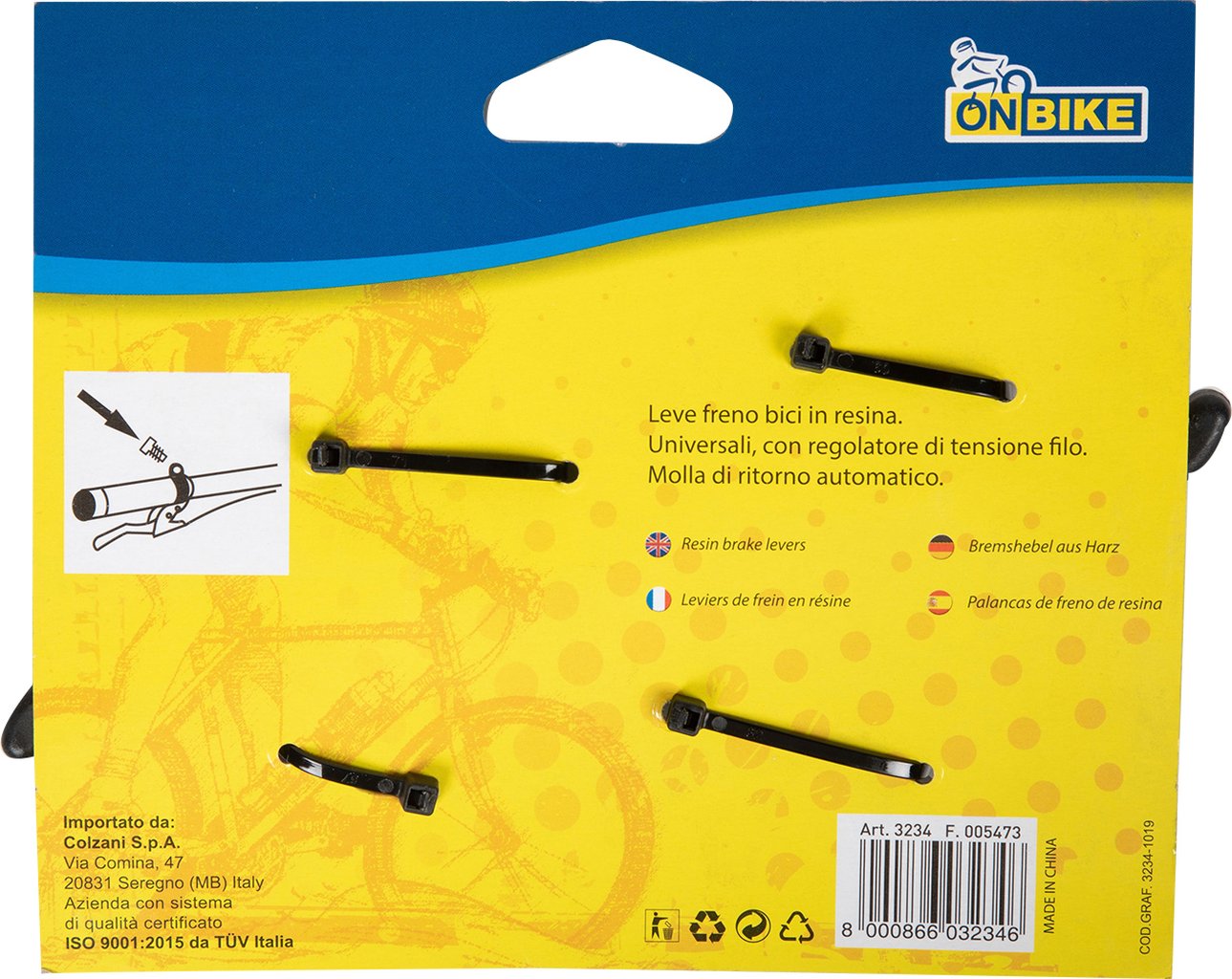 ON BIKE Coppia leve freni ciclo in resina Accessorio Originale Auto Resistente