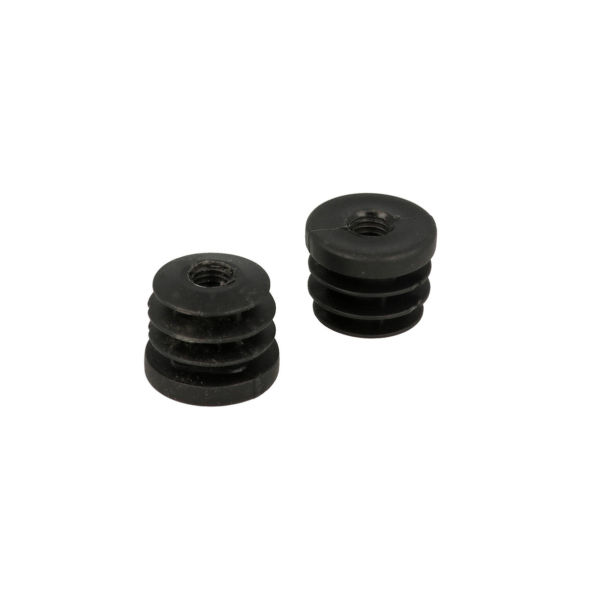 Puntali interni alettati tondi neri 30 mm. con foro filettato 4 pz.