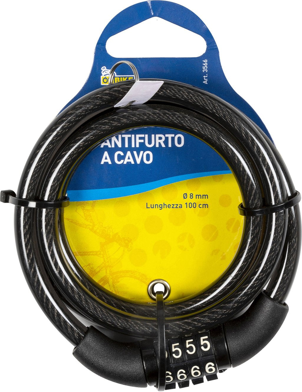 ON BIKE Antifurto A Spirale Con Combinazione 8x1000 mm Bici Cavo Auto Bambini
