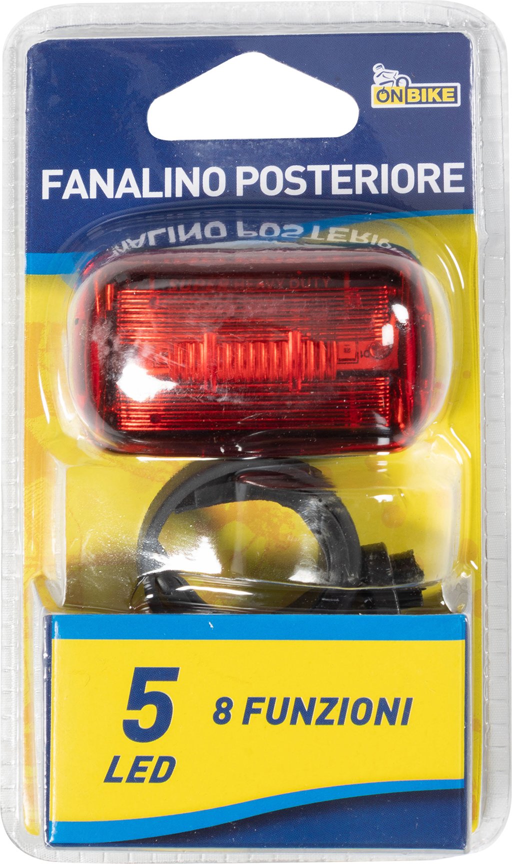 ON BIKE Fanale Posteriore 5 LED Rossi 8 Funzioni Bici Con Luce Fissa Auto