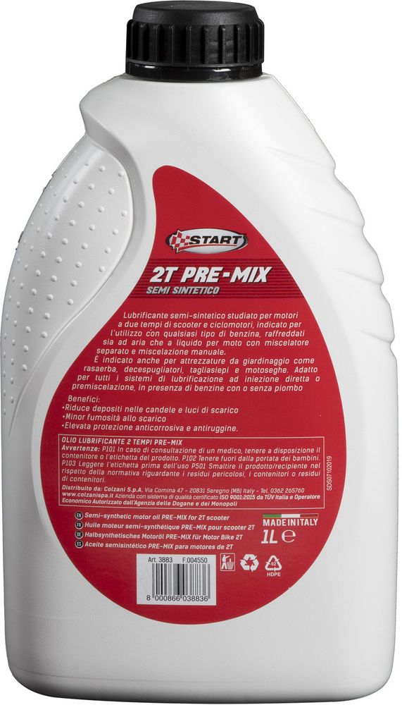 Olio Sintetico 2T Pre-Mix 1L Massima Protezione per Moto e Scooter