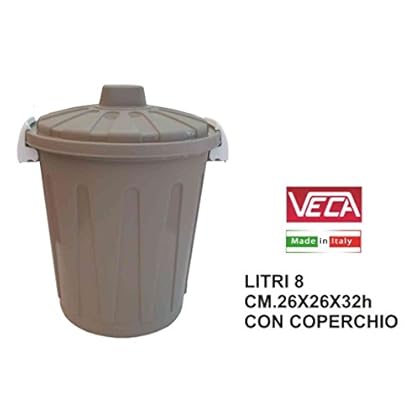 BIDONE C/COP.+GANCI LT. 8 DIAM.26 H.CM.32 TORTORA