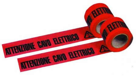 NASTRO SEGNALETICO ATTENZIONE CAVO ELETTRICO MM.10X200MT