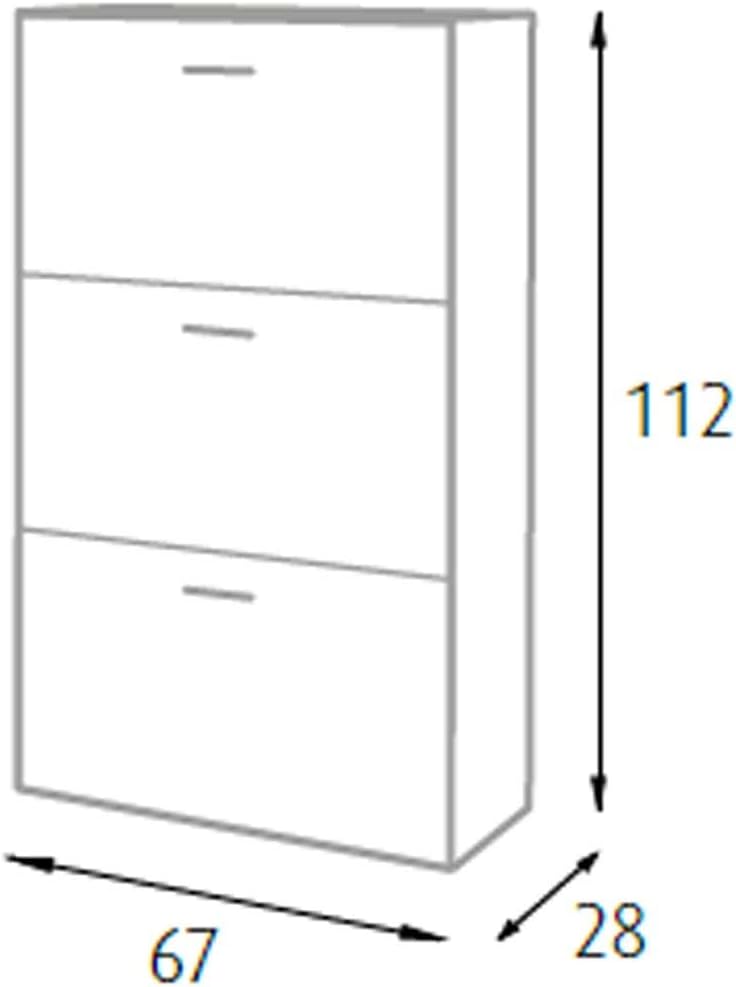 King Home SCARPIERA A TRE SCOMPARTI 67x28x112h cm rovere