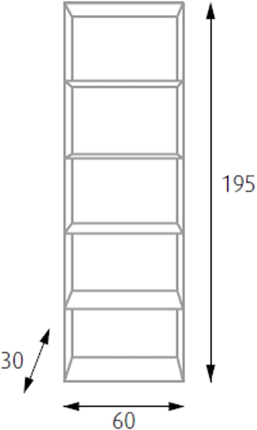 King Home LIBRERIA A CINQUE RIPIANI 60x30x195 cm rovere