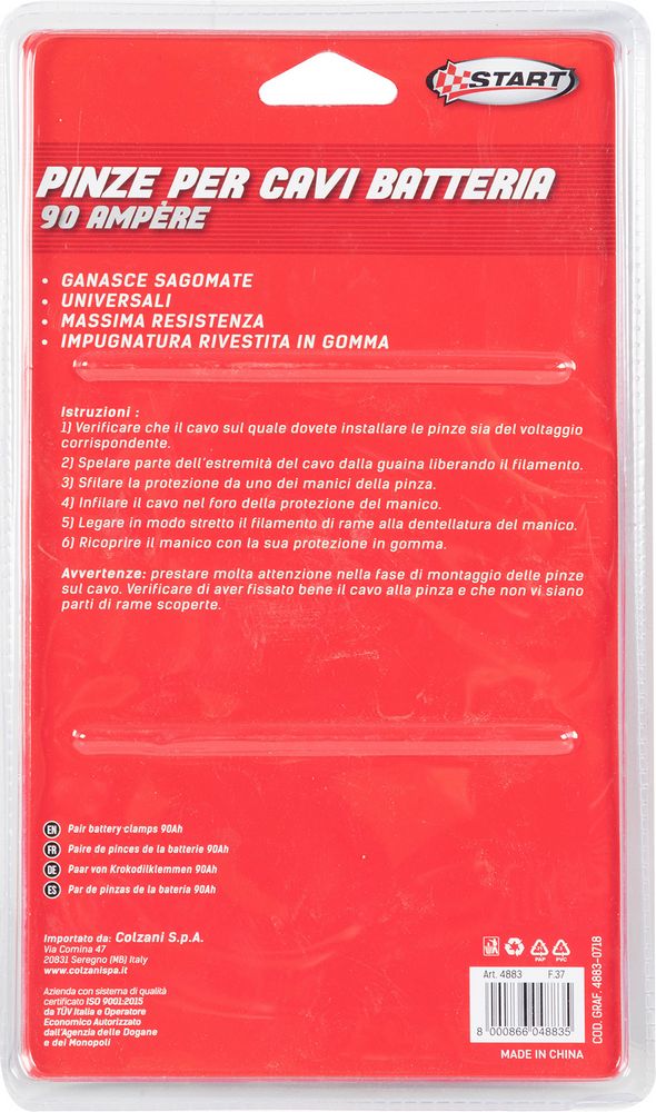 START Confezione 2 Pinze per Cavi Batteria 90 Ah Morsetti Isolati ad Alta Auto