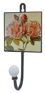 PORTABITI METALLO C/DECORI ROSE 1 GANCIO