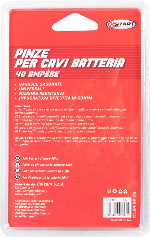 START Set 2 Pinze Isolate per Cavi Batteria 40AH Ideali Auto Moto Originale