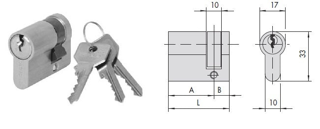 CISA CILINDRO 0G305-02 SAG. MEZZO MM.40((30X10) OTT. NICHELA