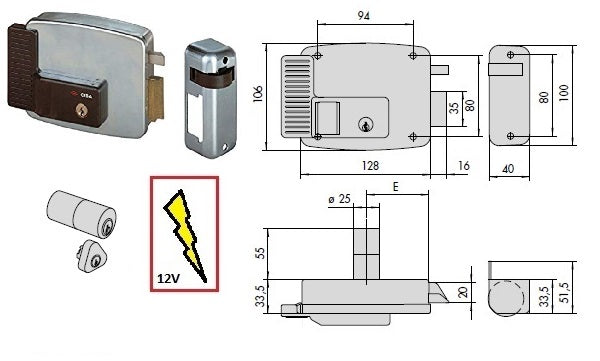 CISA SERRATURA 11921-70 DX EST. ELETT. APPL. X FERRO
