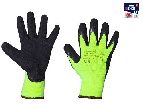 GUANTI COTONE GIALLO FLUO PALMO LATTICETG.10 PESANTE APPEND confezione da PAIA 12