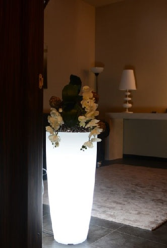 VASO STILO TONDO TOP BIANCO CM.40 H 90 C/LUCE