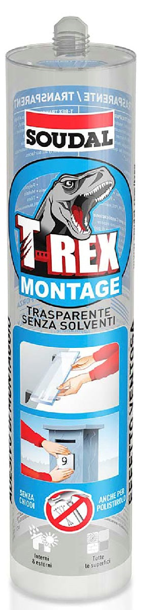 SOUDAL ADESIVO MONTAGGIO T-REX CART. GR.295 TRASP.X EST.
