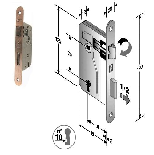 SERRATURA PATENT PICCOLA B.T. F.BRONZ.Q8 MM.50
