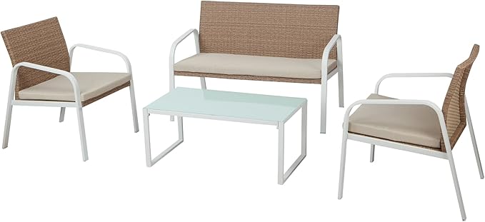 Garden Friend Salotto Madeira (2 poltrone 1 divano 1 tavolo) rivestimento in polyrattan miele