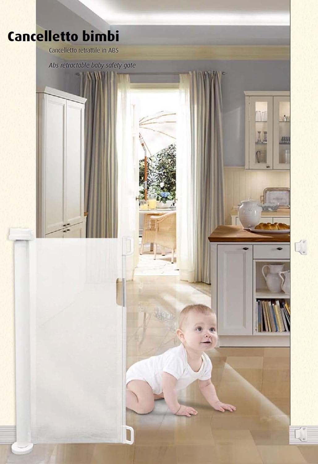King Home Cancelletto bimbi retrattile in PVC 137x86h cm bianco