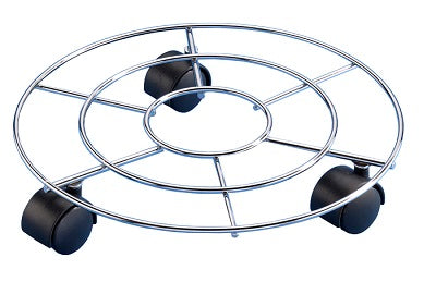 PORTAVASO ACCIAIO TONDO C/RUOTE DIAM. CM.30