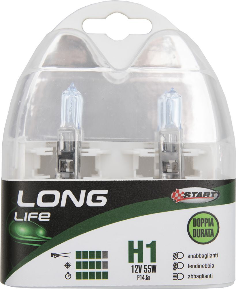 START H1 Long Life Coppia di lampadine per luci auto 12V 55W P14,5s