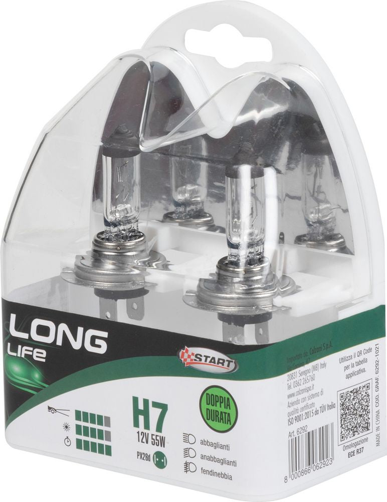START H7 Long Life Coppia di lampadine per luci auto 12V 55W PX26d