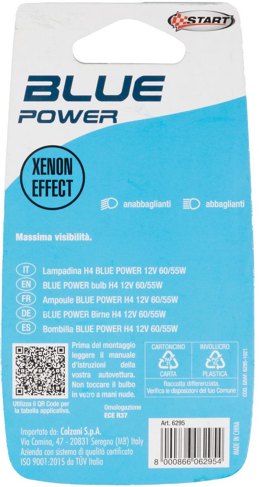 START H4 Blue Power Lampadina Alogena per luci auto 12V 55W P43t