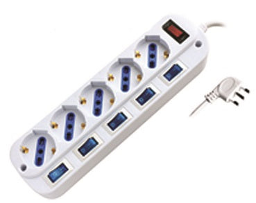 SYNTESY MULTIPRESA 5 PR.BIP. SCHUKO + 6INTERRUTTORI
