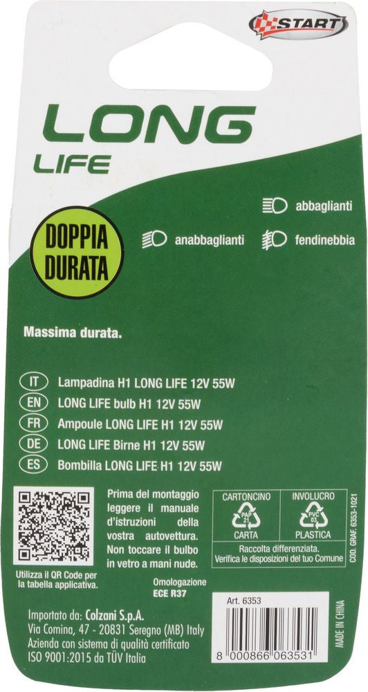 START H1 Long Life Lampadina Singola per luci auto 12V 55W P14,5s