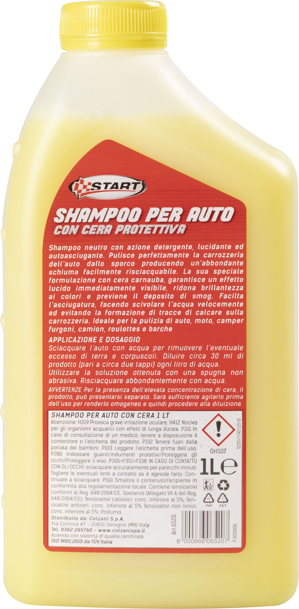 START Shampoo per auto con cera protettiva 1L tutti i tipi di carrozzeria