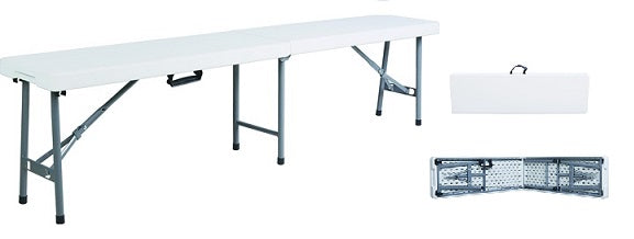 PANCA BIRRERIA HDPE CM.183X30H43 BIANCAPIEGHEVOLE