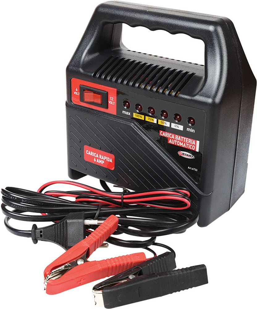 Caricabatteria 6Ah 12V Ricarica Sicura per Batterie Auto e Moto