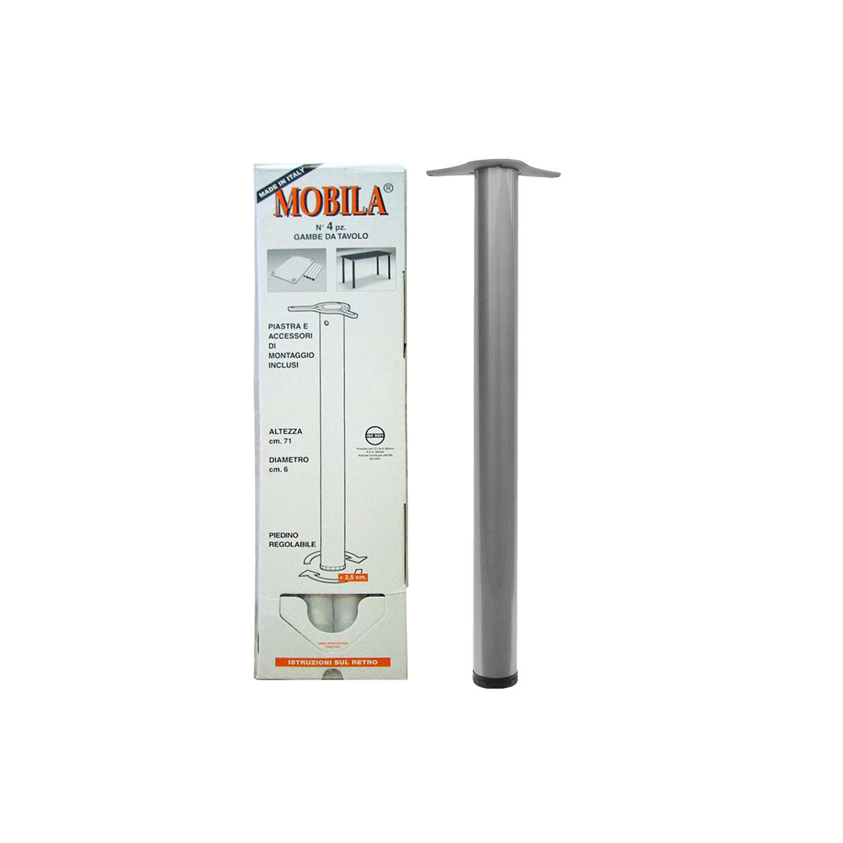 Kit gambe tavolo 4 pz. 60 - H.710 mm. grigio