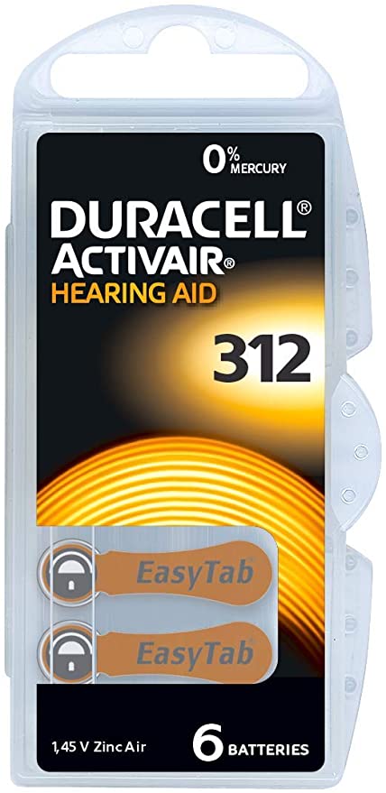 PILA DURACELL A BOTTONE APP.ACUSTICI CNF. 6 PZ MOD.312