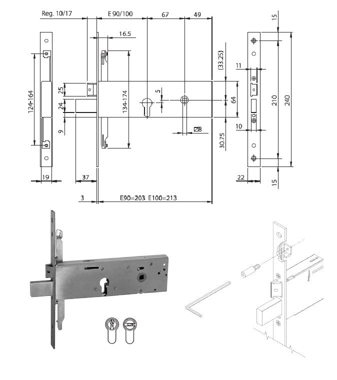 ISEO 963120102 SERRATURA INF. X FASCIA TRIPLICE PROF.EUROPEO